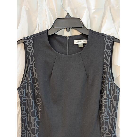 Calvin Klein Black Size 4 Sleeveless Scoop Neck Sheath Dress w/Side Logo Details - Picture 2 of 16